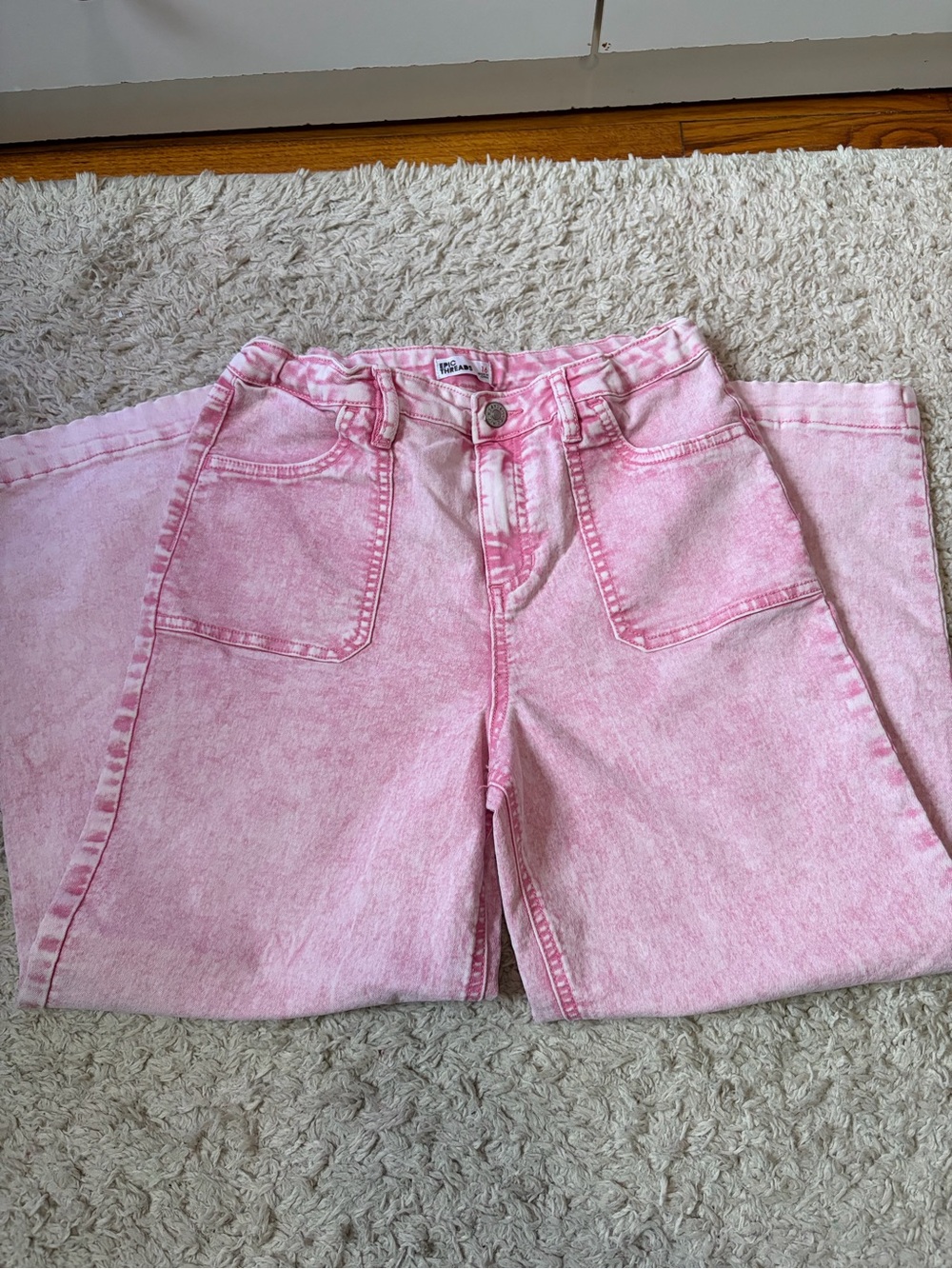 Pink High-Waisted Girls Jeans